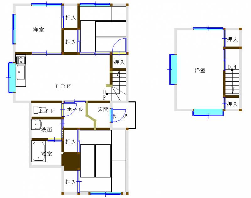 松山市祝谷 一戸建 の間取り画像