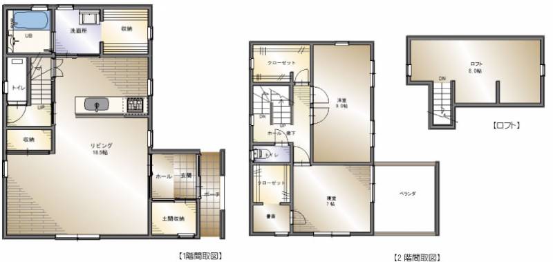 松山市空港通り 一戸建 の間取り画像