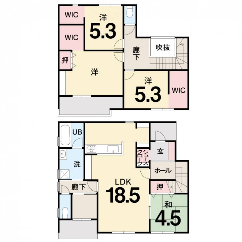 松山市堀江町 一戸建 【限定1棟】フットネスタウン堀江4号地の間取り画像