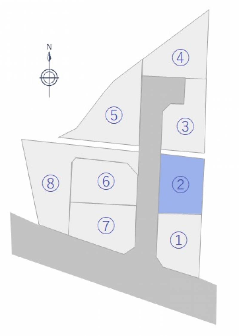 松山市鷹子町 フットネスタウン鷹子2号地の区画図