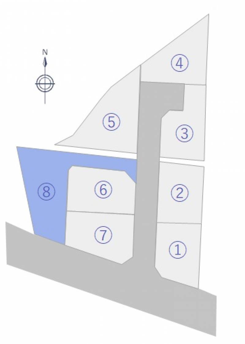 松山市鷹子町 【新規分譲地】フットネスタウン鷹子8号地の区画図