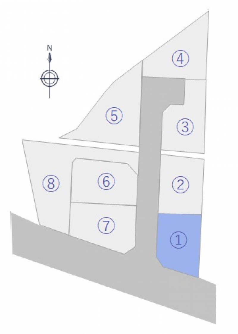 松山市鷹子町 【新規分譲地】フットネスタウン鷹子1号地の区画図