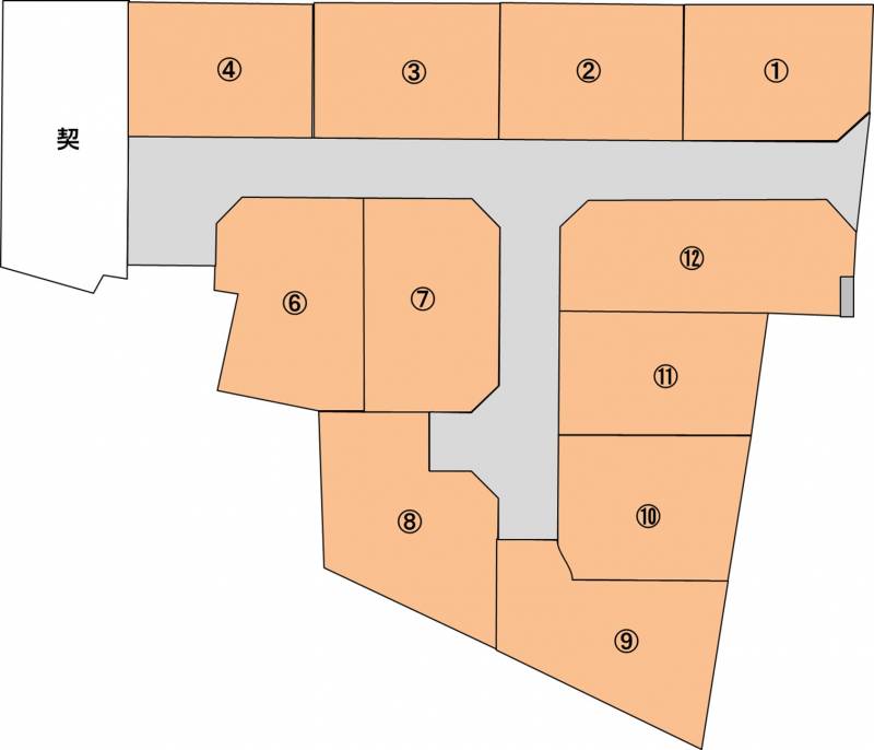 松山市北吉田町 北吉田12区画分譲地1号地の区画図