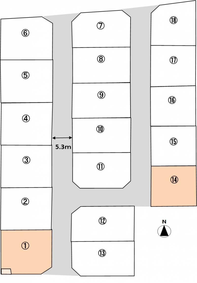 松山市南斎院町 南斎院18区画分譲地14号地の区画図