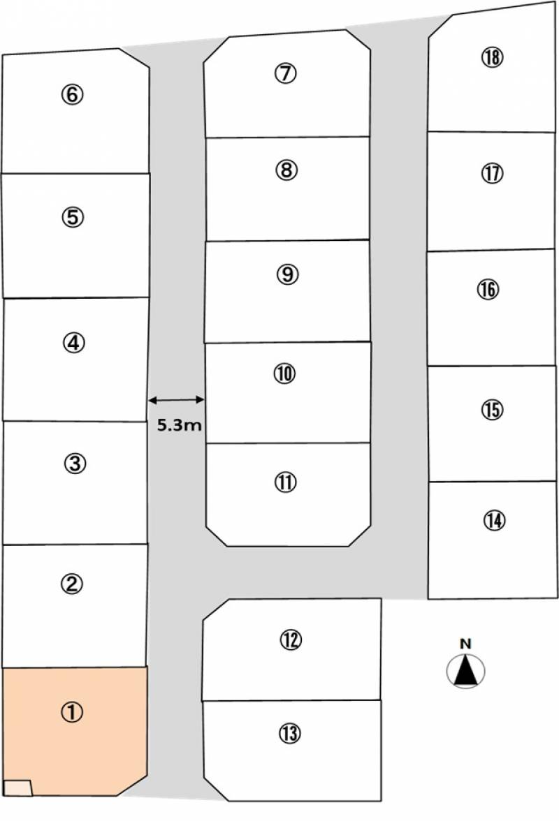 松山市南斎院町 南斎院18区画分譲地1号地の区画図