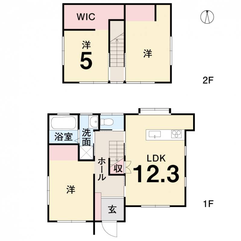 松山市北井門 一戸建 の間取り画像