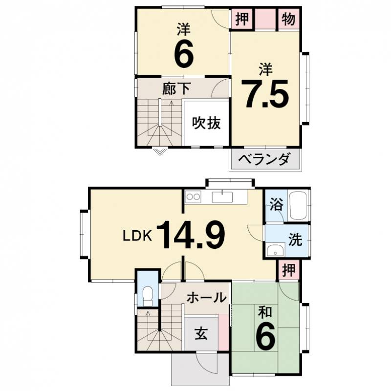 松山市西石井 一戸建 の間取り画像