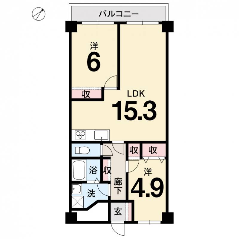 チュリス道後  602号室の間取り画像