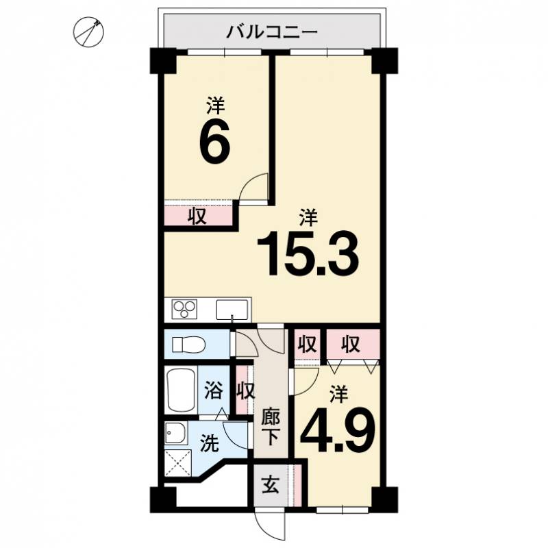 チュリス道後  602号室の間取り画像