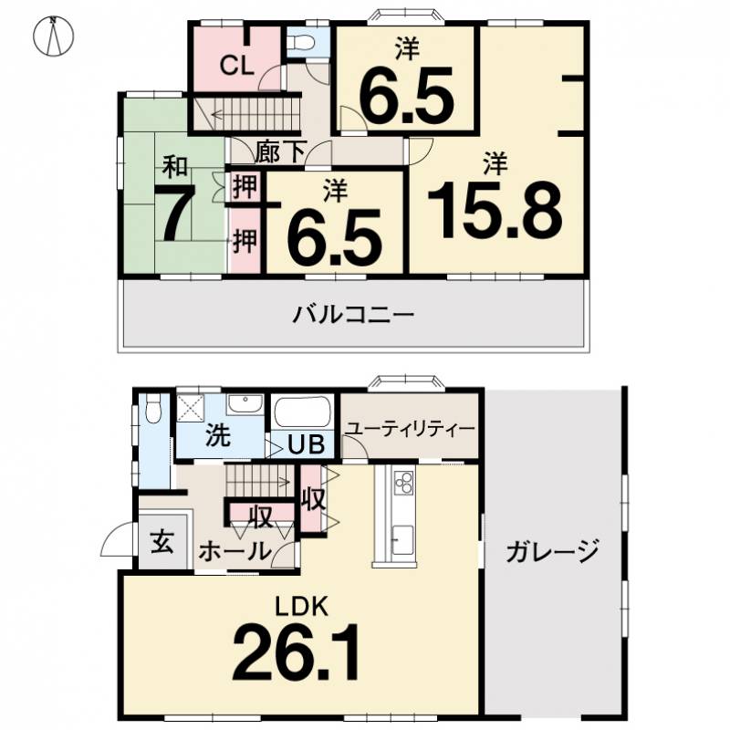 松山市来住町 一戸建 の間取り画像