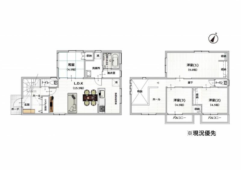 松山市南江戸 一戸建 の間取り画像