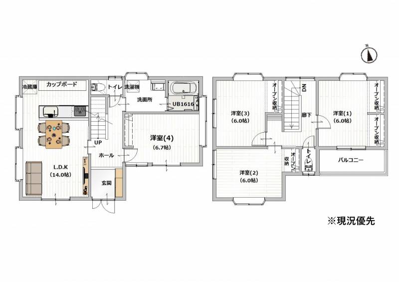 松山市富久町 一戸建 の間取り画像