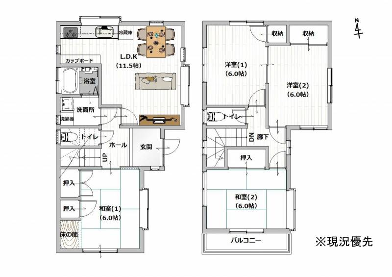 松山市北条辻 一戸建 の間取り画像