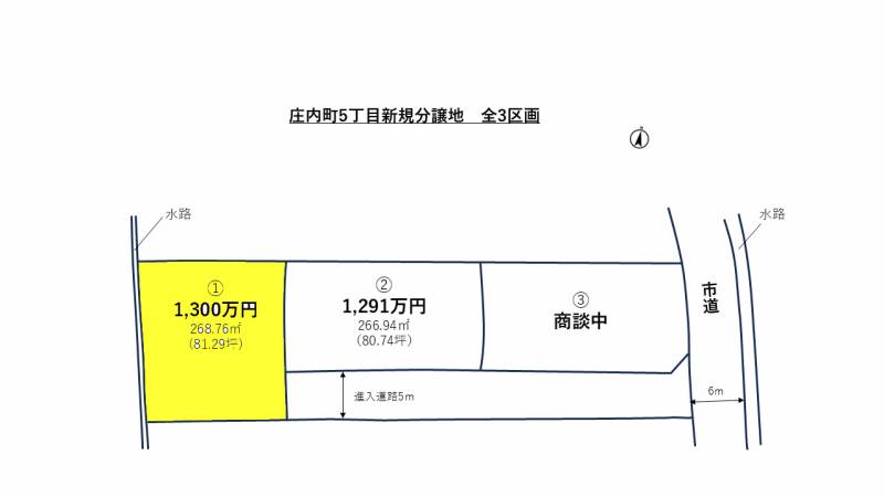 新居浜市庄内町 5丁目分譲地1号地の区画図