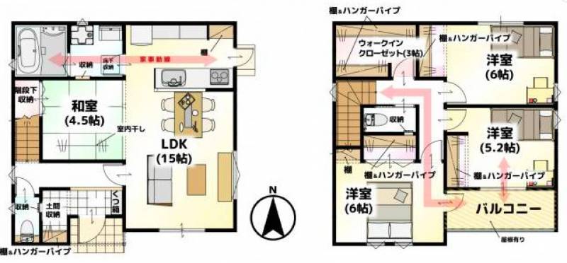 松山市北斎院町 一戸建 並列2台＋和室付きの間取り画像