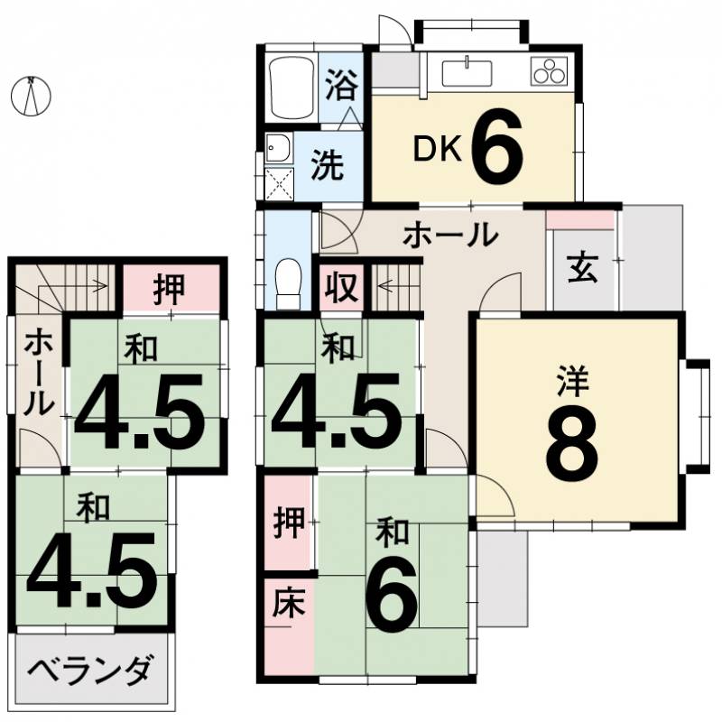 松山市高岡町 一戸建 の間取り画像