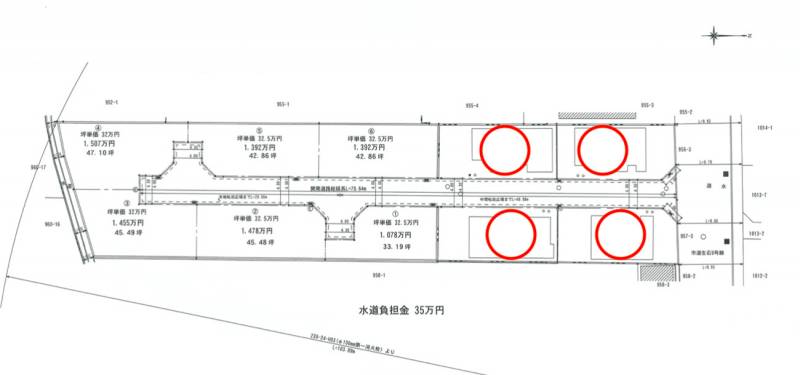 松山市南吉田町 6区画分譲地1号地の区画図