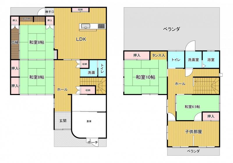 西条市周布 一戸建 西条市周布　5LDK  中古住宅の間取り画像