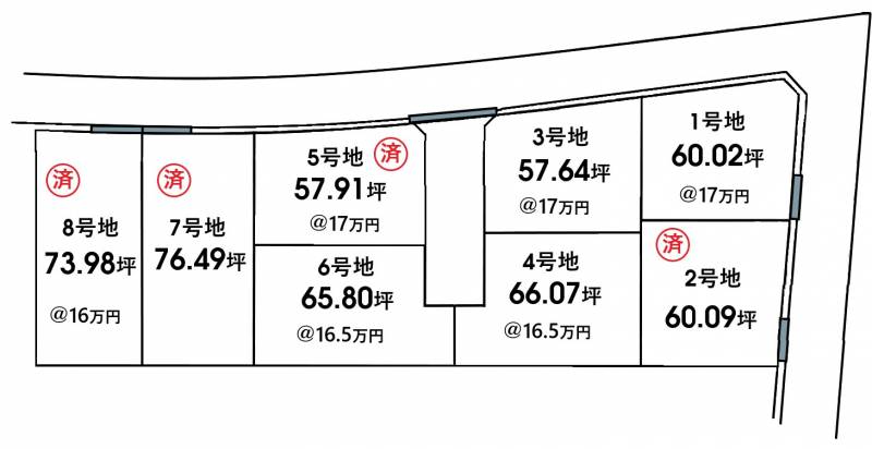 西条市喜多川 西条市喜多川　百軒巷Ⅱ　6号地の区画図