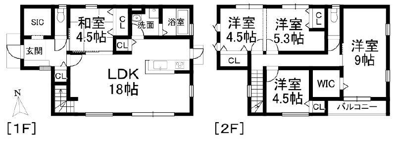 松山市東垣生町 一戸建 の間取り画像