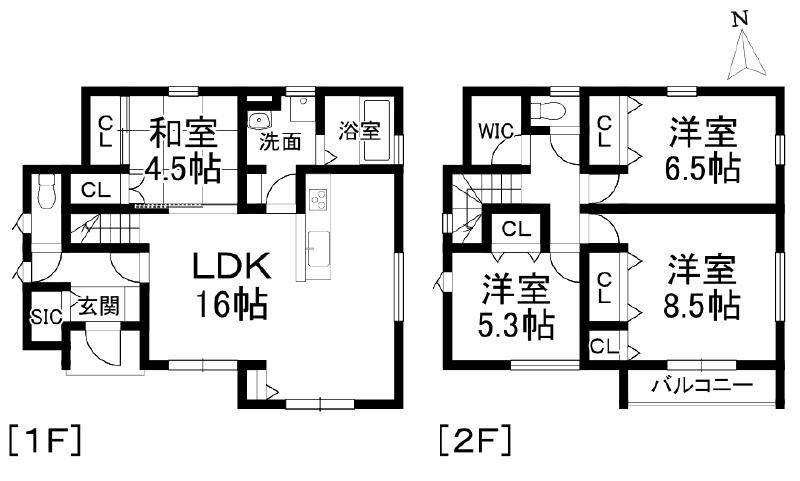 松山市東垣生町 一戸建 の間取り画像