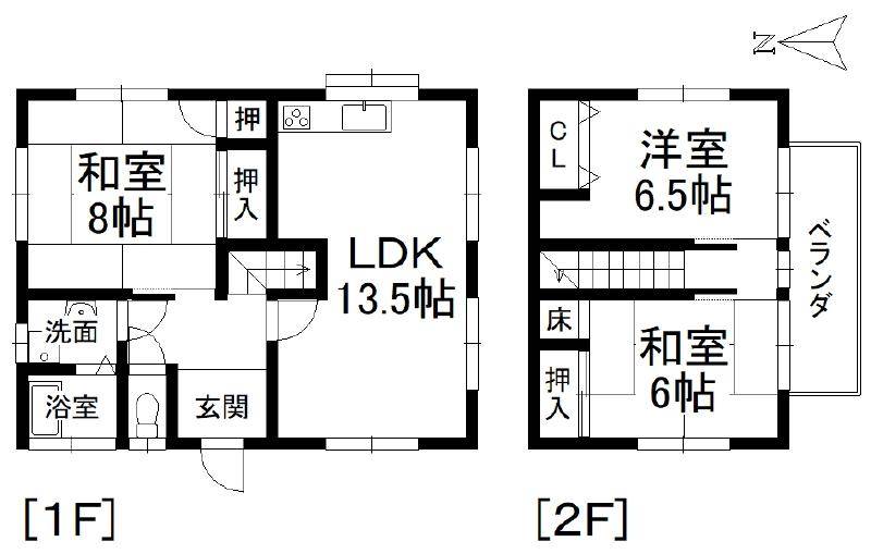 松山市白水台 一戸建 の間取り画像