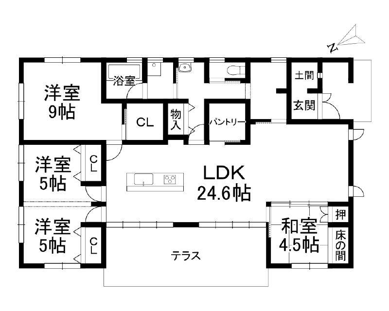 松山市柳原 一戸建 の間取り画像