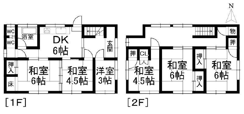 松山市桑原 一戸建 の間取り画像