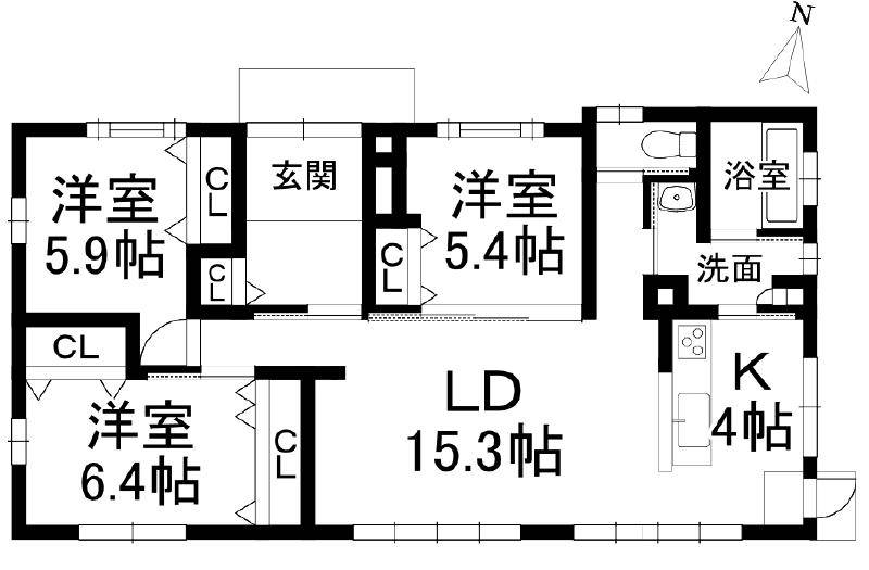 松山市衣山 一戸建 の間取り画像