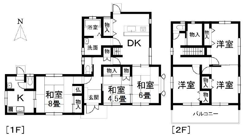 松山市高岡町 一戸建 の間取り画像