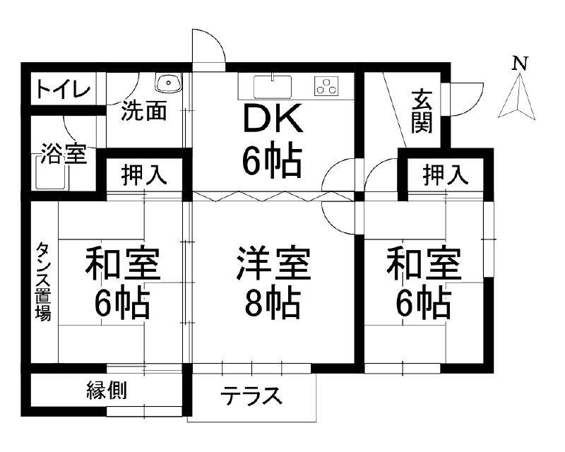 松山市高野町 一戸建 の間取り画像