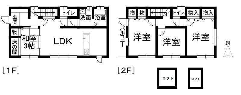 松山市空港通 一戸建 の間取り画像