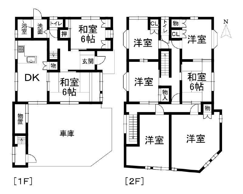 松山市朝日ヶ丘 一戸建 の間取り画像