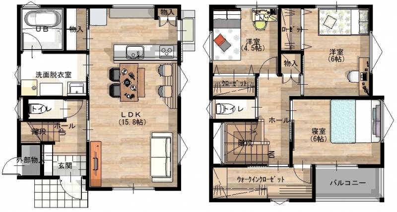 松山市余戸東 一戸建 の間取り画像