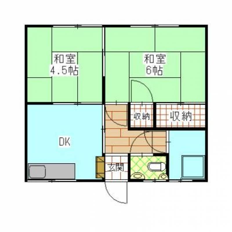 守谷住宅　長屋　伊予三島の2DK賃貸その他 西東の間取り画像