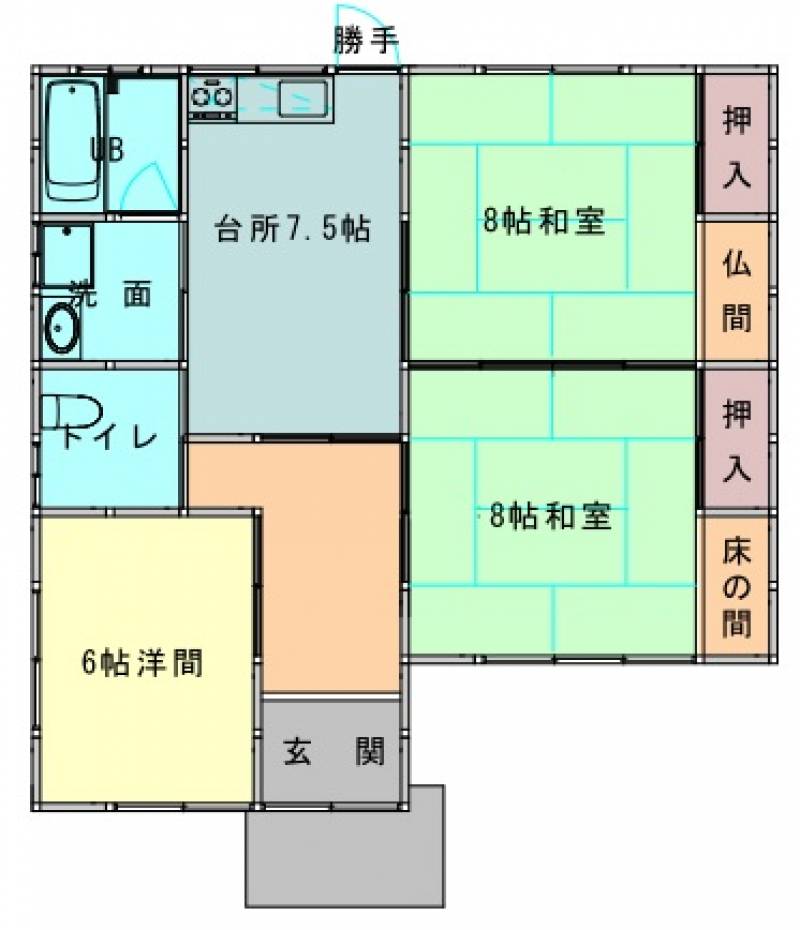 四国中央市新宮町新宮 一戸建 清水橋中古住宅の間取り画像