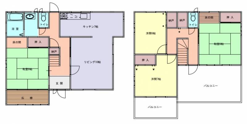 四国中央市土居町北野 一戸建 関川中古住宅の間取り画像