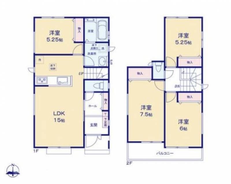 松山市西長戸町 一戸建 1号棟の間取り画像