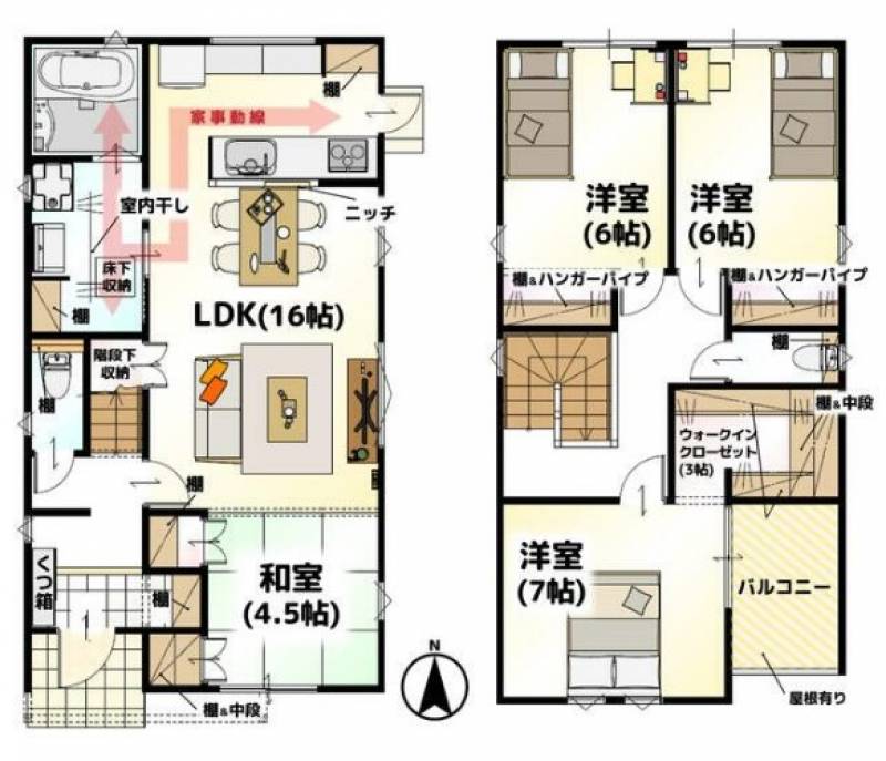 松山市来住町 一戸建 Ｂ号棟の間取り画像