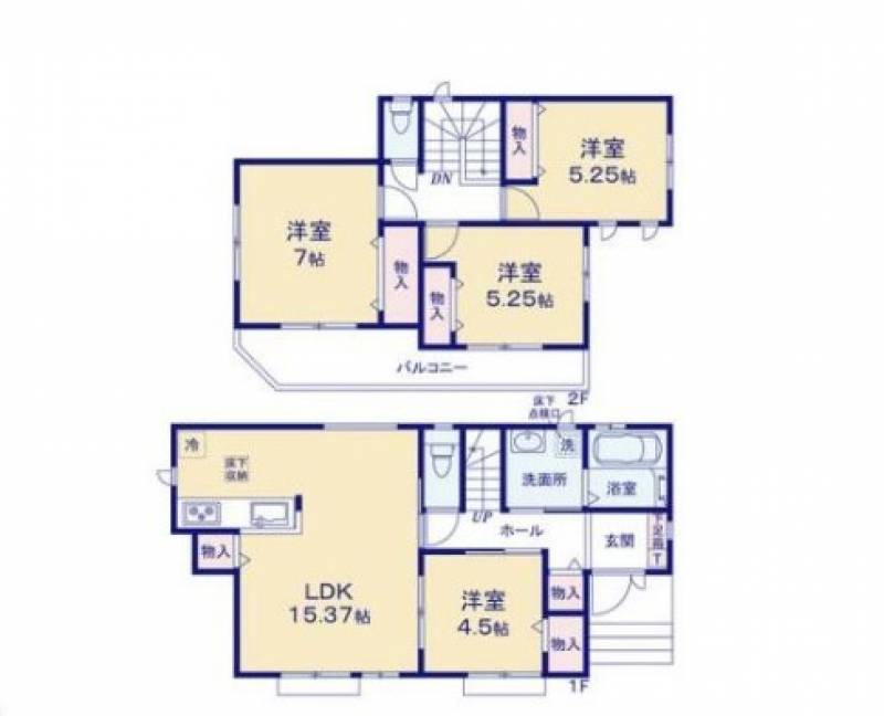 松山市久万ノ台 一戸建 ハートフルタウン久万ノ台１号棟の間取り画像