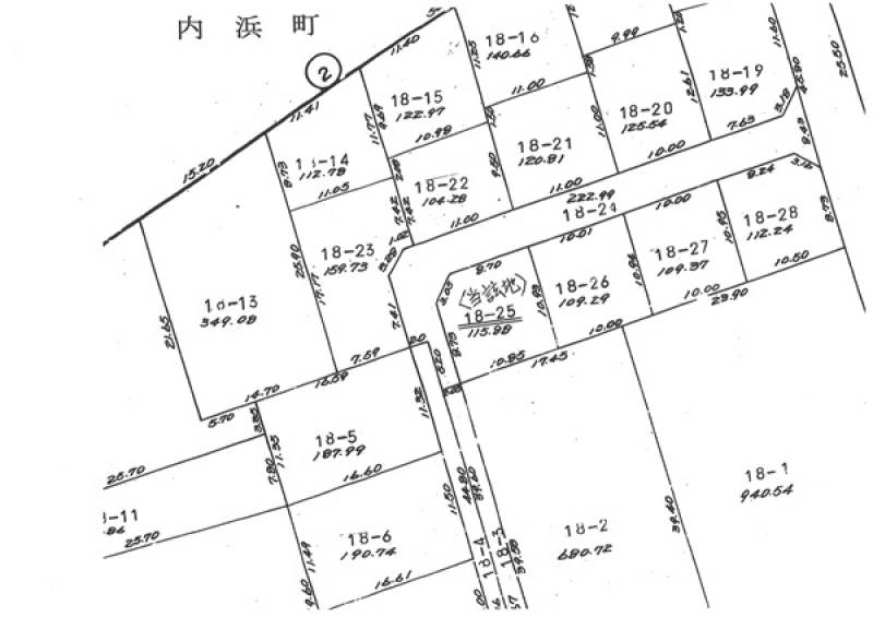 松山市内浜町 松山市内浜町西北角地の区画図