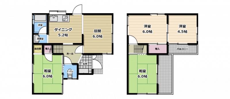 松山市古川西 一戸建 の間取り画像