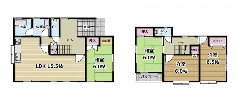 松山市来住町 一戸建 の間取り画像