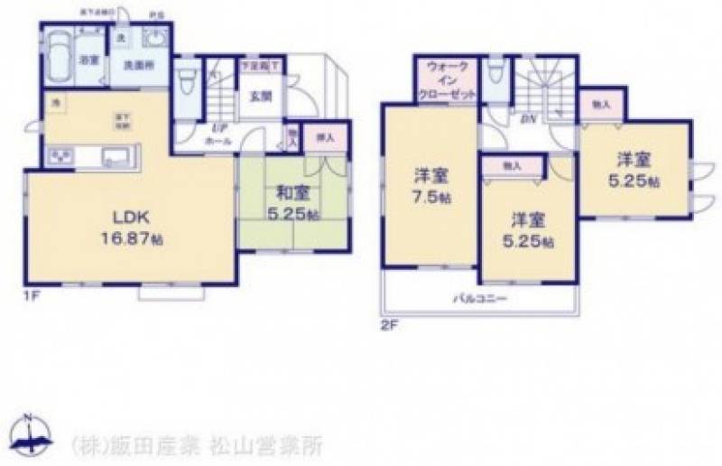 松山市星岡 一戸建 ハートフルタウン星岡A号棟の間取り画像