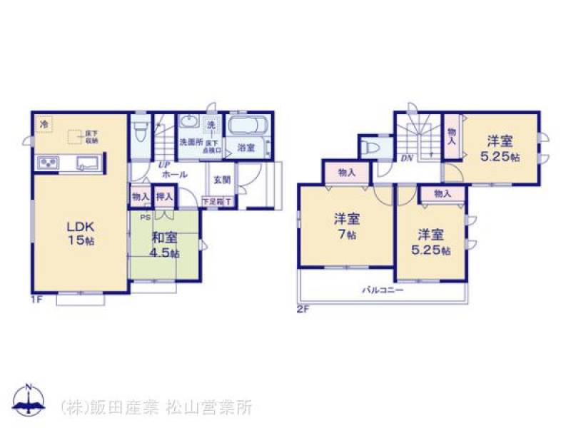 松山市市坪南 一戸建 ハートフルタウン市坪南2期1号棟の間取り画像