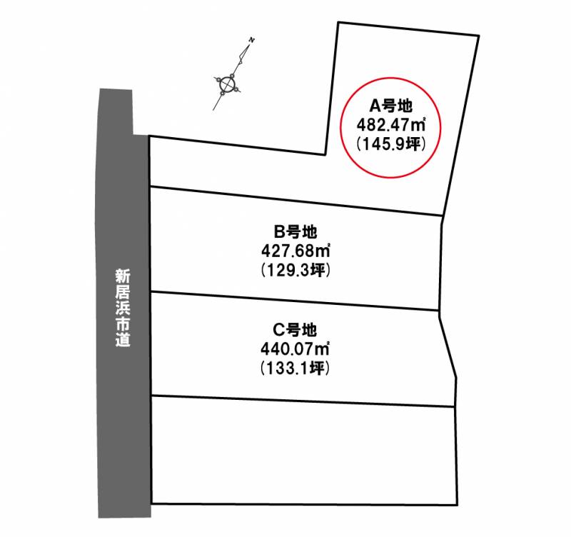 新居浜市萩生 スマートタウン萩生ⅢA号地の区画図