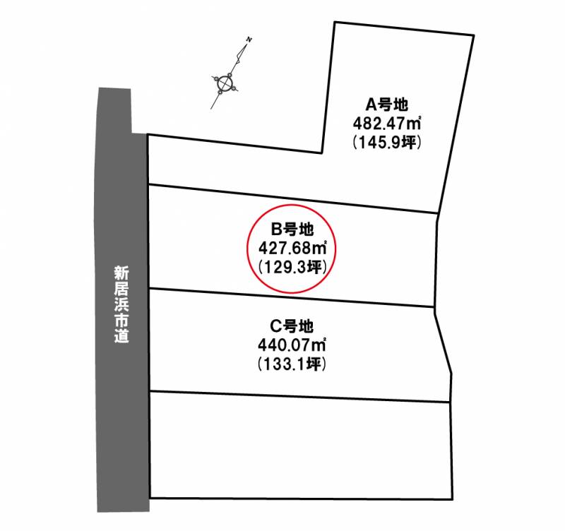 新居浜市萩生 スマートタウン萩生ⅢB号地の区画図