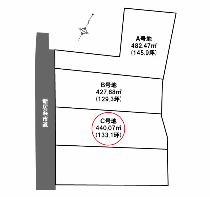 新居浜市萩生 スマートタウン萩生ⅢC号地の区画図