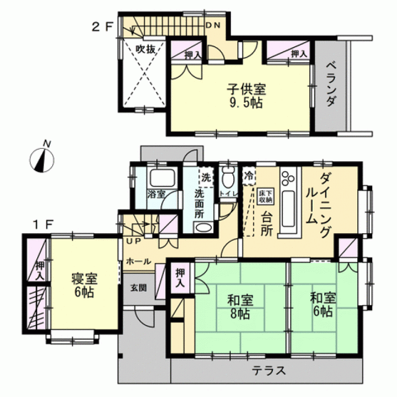 松山市下伊台町 一戸建 の間取り画像