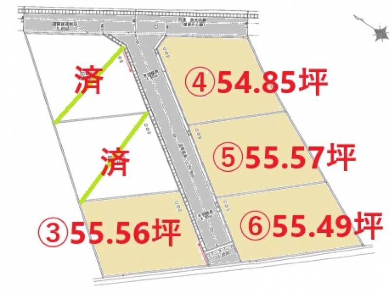 四国中央市上柏町 上柏町６区画分譲地３号地～6号地の区画図